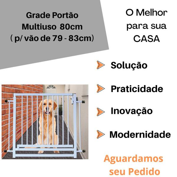 Imagem de Portão para Pet Cachorro Criança Grade para Porta Branco 80cm Reforçado