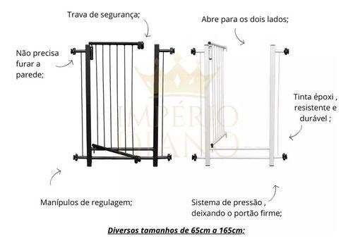 Imagem de Portão Pet Cachorro Bebê C/ Travas 165cm A 169cm Altura 86cm