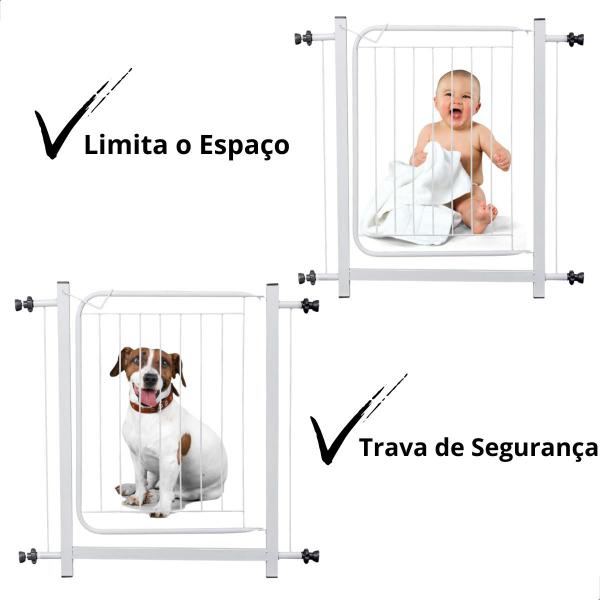 Imagem de Portão Pet Grade de Segurança Cachorros e Crianças para vão de 80 á 90 cm- Branco