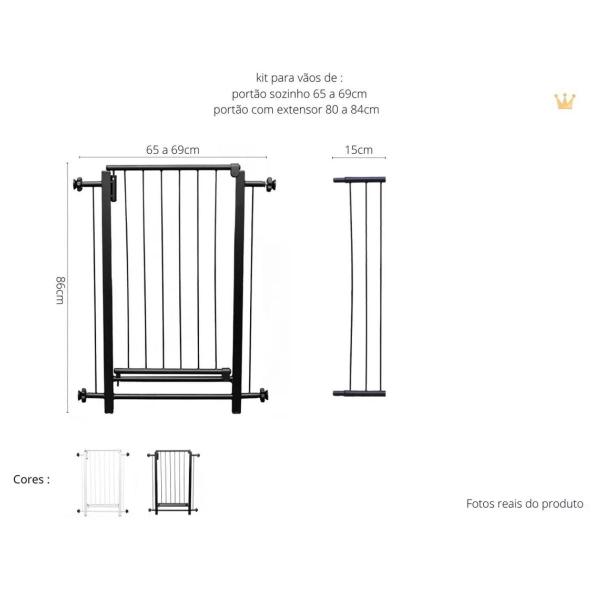 Imagem de Portão Preto Alto Segurança Bebe Pet Cachorro Reforçado 80cm