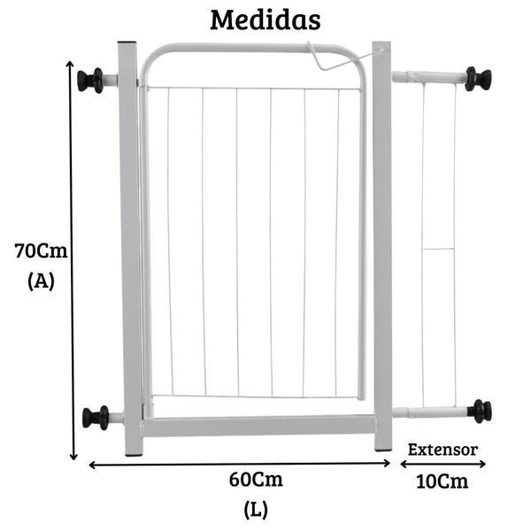 Imagem de Portão Proteção Escadas Grade Segurança Pet Bebês 60 A 74 Cm