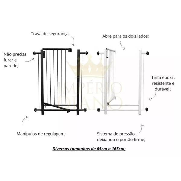 Imagem de Portão Segurança Bebe Pet Reforçado 70cm 71cm 72cm 73cm 74cm