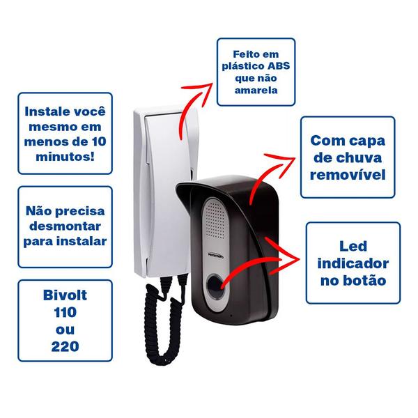 Imagem de Porteiro eletronico interfone PT-270 aceita mais 2 extensões