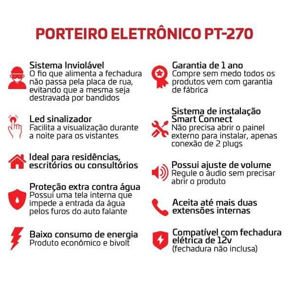 Imagem de Porteiro Eletrônico PT-270 Protection interfone 