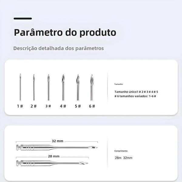 Imagem de Portões Endodônticos Glidden - Brocas Rotativas de Aço Inoxidável (6 Peças)