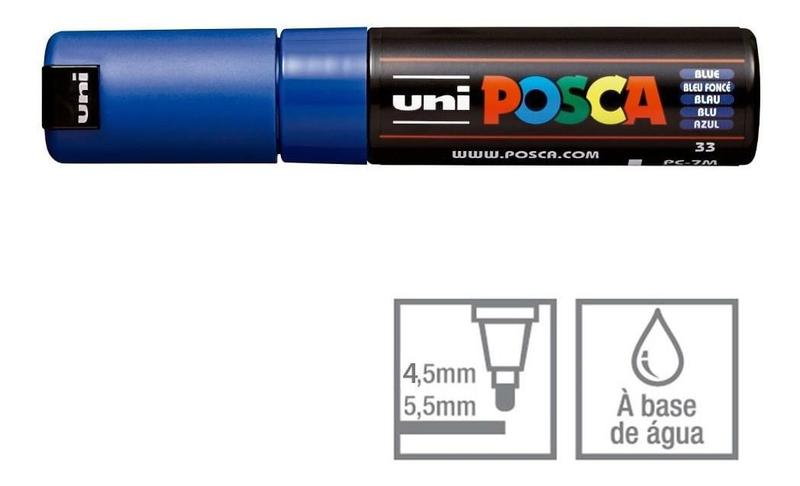 Imagem de Posca PC-7M Azul Ponta Redonda 4.5 a 5.5mm