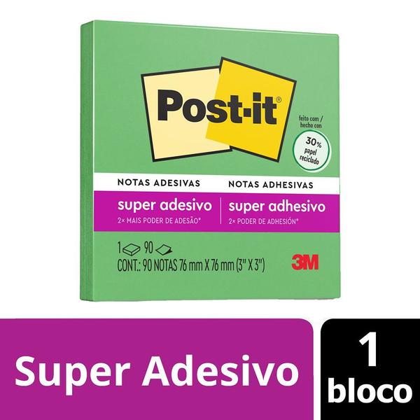 Imagem de Post-It 76mmx76mm Verde Limao 90 Fls 3M