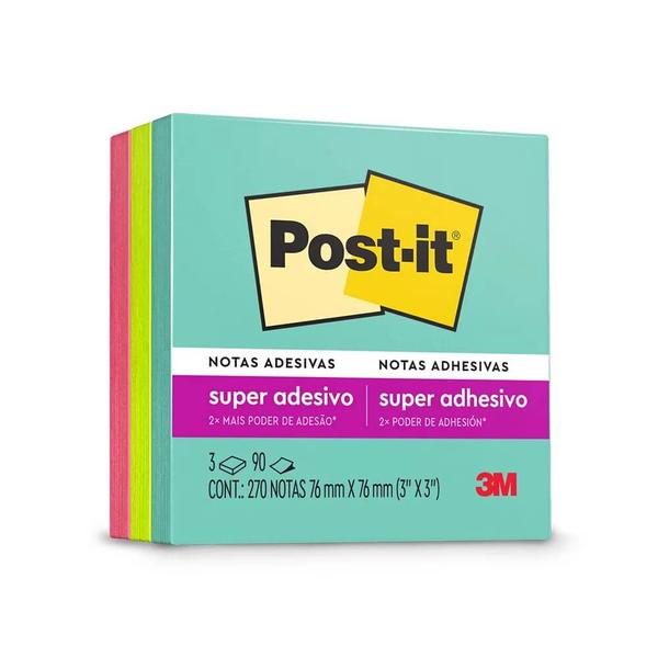 Imagem de Post-it 76x76 Coleção Supernova (3 Blocos 90 Folhas Cada) - 3m