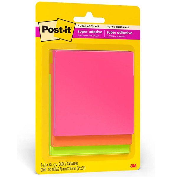 Imagem de POST-IT Cascata C/3 Blocos Adesivos de 45 FLS 3M 76MM X 76MM