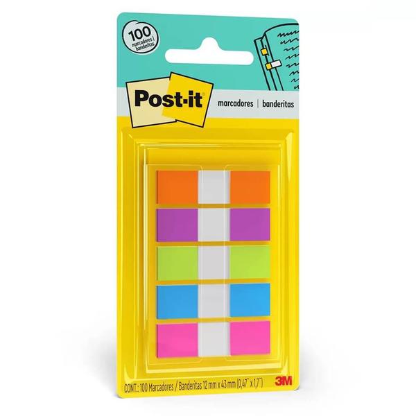 Imagem de Post-it Flag 5 Cores Neon 100 Folhas 11,9 X 43,2 Mm - 3m