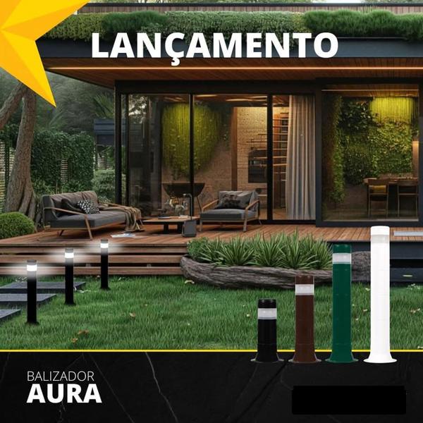 Imagem de Poste Balizador Luminária Aura Casa Sítio Jardim 35cm Verde