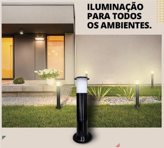 Poste Balizador Luminária Casa Jardim 35Cm Branco Kit 6 - Plaslumi Imagem de Poste Balizador Luminária Casa Jardim 35Cm Branco Kit 6