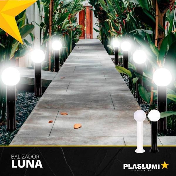 Imagem de Poste Balizador Luminária Globo Jardim 35Cm Branco Kit 2