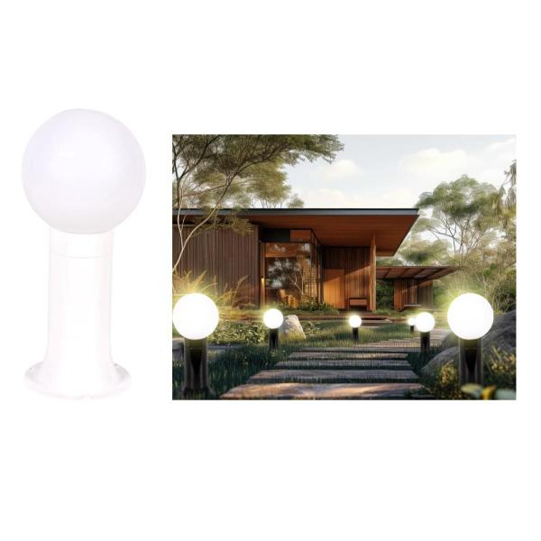 Imagem de Poste Balizador Luminária Globo Jardim 35cm Branco Kit 3