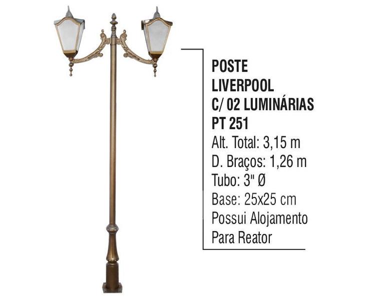 Imagem de Poste Liverpool para Jardim de Alumínio 02 Luminária 3,15m