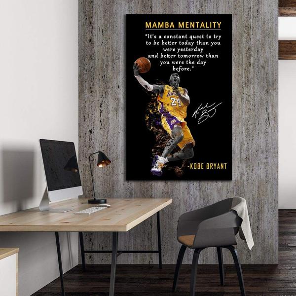 Imagem de Pôster AMART SUN Kobe Bryant Mamba Mentality Quote 70 cm x 50 cm