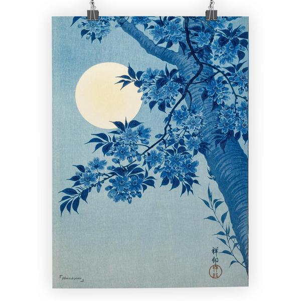 Imagem de Pôster Blossoming Cherry on a Moonlit Night de Ohara Koson - Tamanho A3