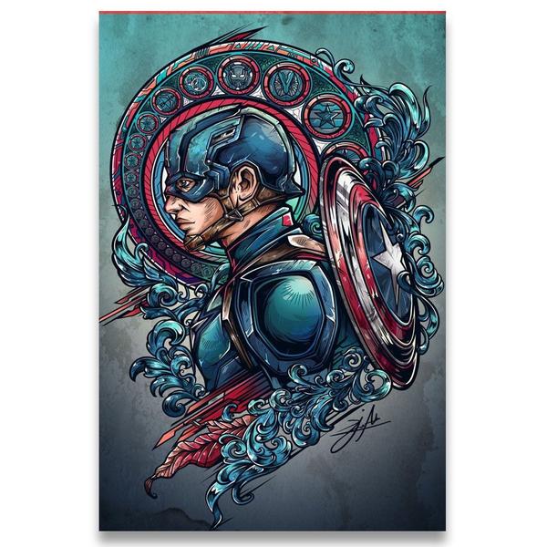 Imagem de Poster Decorativo 42cm x 30cm A3 Brilhante Capitão America Vingadores