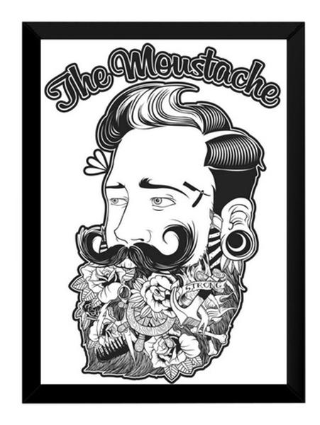 Imagem de Poster Moldurado Barbearia Barbe Shop Arte Quadro Decorativo