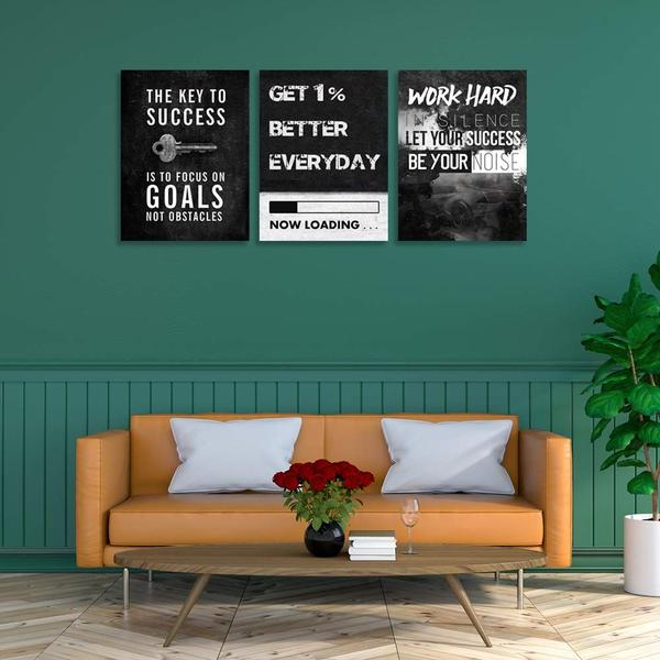 Imagem de Poster motivacional em tela para decoração de parede Success Quote 30x40cmx3