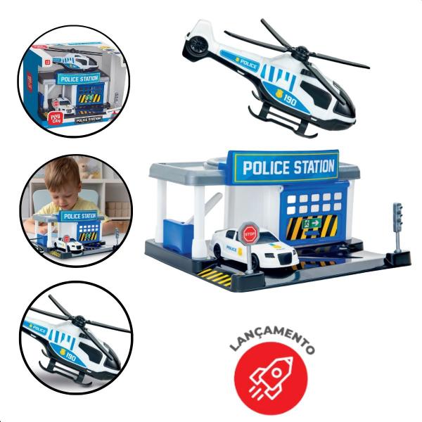 Imagem de Posto police station helicopter bs toys base carro brinquedo