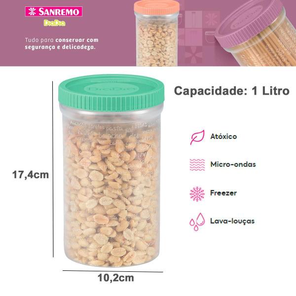 Imagem de Pote 1 Litro Plástico Redondo Guardar Alimentos Porta