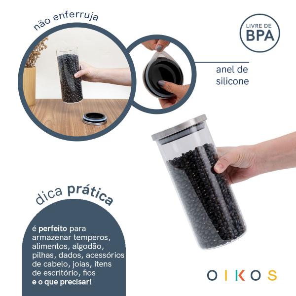 Imagem de Pote 1300ml de vidro com tampa de inox circular mantimento - Oikos