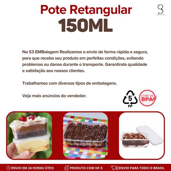 Imagem de Pote 150ml Para Alimentos Com Tampa Resistente 100 Un