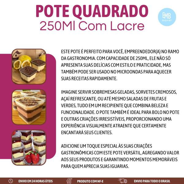 Imagem de Pote 250 ml Para Bolos E Doces Com Tampa Lacre 30 Unidades