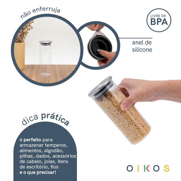 Imagem de Pote 450ml de vidro com tampa de inox circular mantimento - Oikos