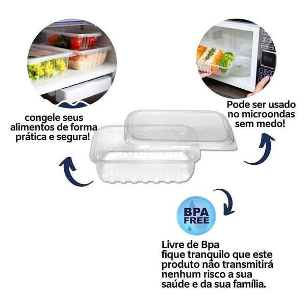 Imagem de Pote 500Ml Descartável Retangular C/100 Marmita Freezer Micr