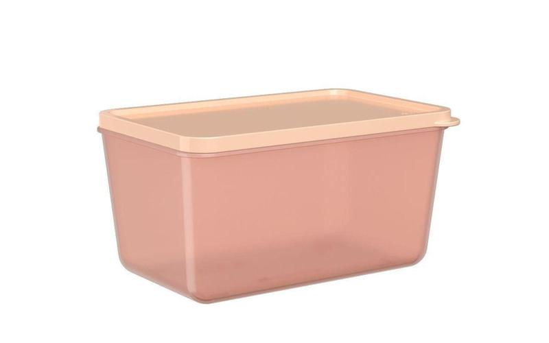 Imagem de Pote 600ml Rosa Blush e Rosa Blush Translucido Basic Coza 15 x 9,3 x 7,4 cm - 600ml