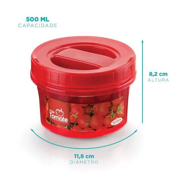 Pote Acoplado Tomate com Tampa Rosca 500ml - NITRONPLAST Imagem de Pote Acoplado Tomate com Tampa Rosca 500ml