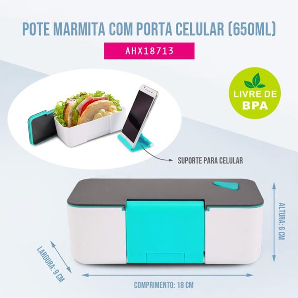 Imagem de Pote Alimento e Suporte Celular Lifestyle 650ml Jacki Design Verde