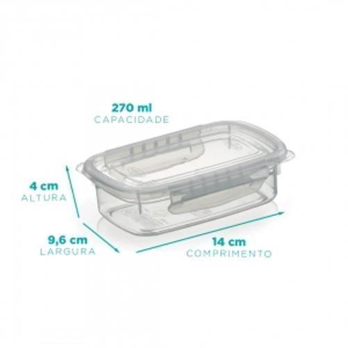 Imagem de Pote Alimentos 270 Ml Tampa E Travas Transparente 14X10X4Cm