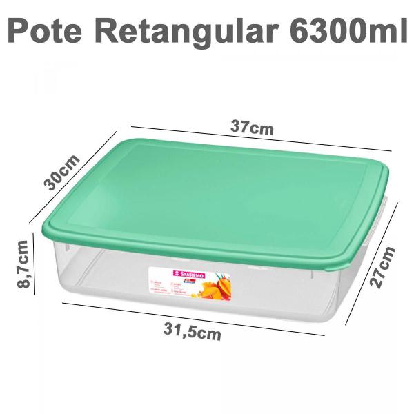 Pote Bandeja Retangular Com Tampa Multiuso Grande Bacia 6,3L - Sanremo Imagem de Pote Bandeja Retangular Com Tampa Multiuso Grande Bacia 6,3L
