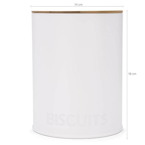 Imagem de Pote Biscuits Porta Condimentos Lata de Biscoito com Tampa de Bambu Haus Concept Canister Branco