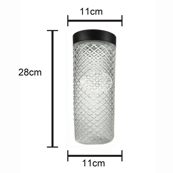 Pote Bon Gourmet Vidro Com Tampa Preta Label 11X28Cm 2,1L Imagem de Pote Bon Gourmet Vidro Com Tampa Preta Label 11X28Cm 2,1L