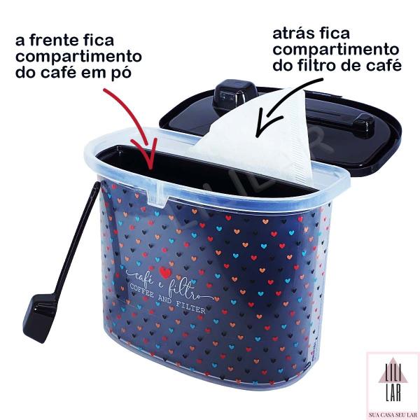 Imagem de Pote Café com Porta Filtro Tampa Fixa com Colher Decorado