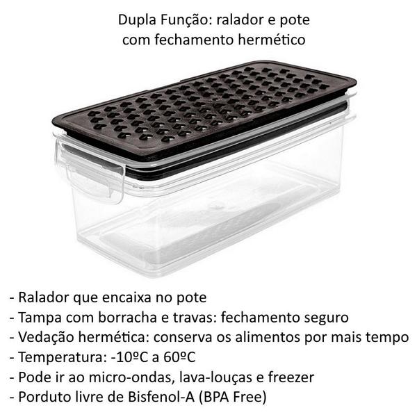 Imagem de Pote com Ralador para Alimentos Ware 860ml Tampa Transparente