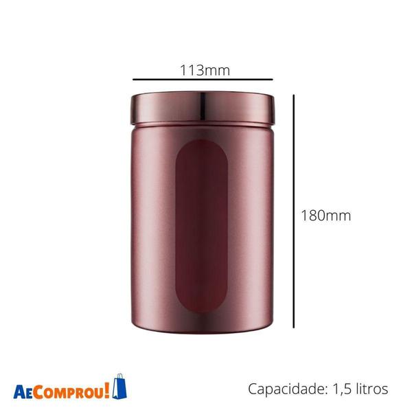 Imagem de Pote Com Tampa Redondo Para Mantimentos Visor 1,5L Rose Gold - BANDEIRANTE