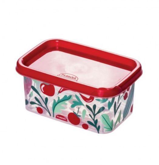 Pote Conect Decorado Vermelho com Tampa 370ml - PLASUTIL Imagem de Pote Conect Decorado Vermelho com Tampa 370ml