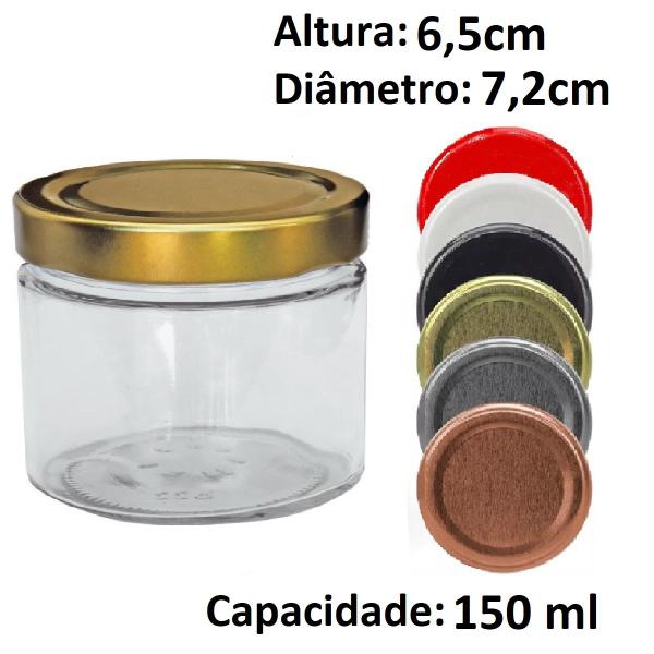 Pote Conserva De Vidro Com Tampa Colorida e Lacre 150ml - Y888 Imagem de Pote Conserva De Vidro Com Tampa Colorida e Lacre 150ml