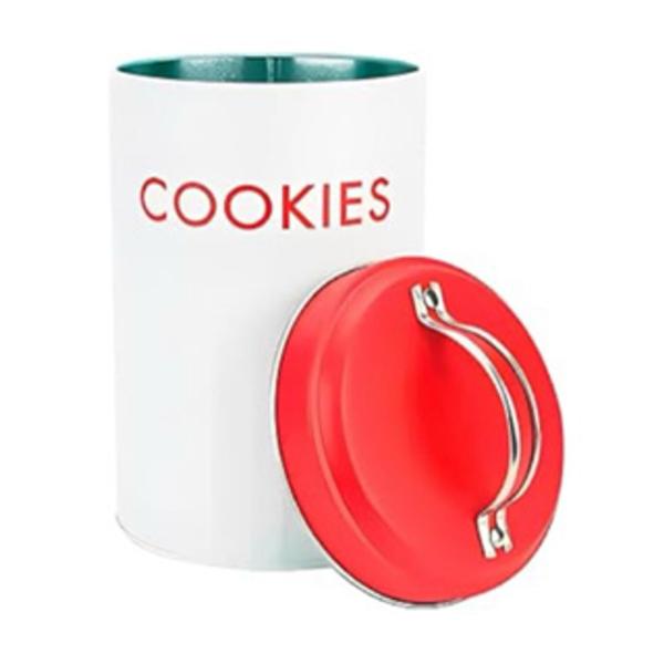 Imagem de Pote de lata vermelho para açúcar biscoito ou café individual com branco - 1kg cantinho do café