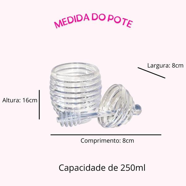 Imagem de Pote De Mel Meleira Acrílico Transparente C/ Tampa 250ml