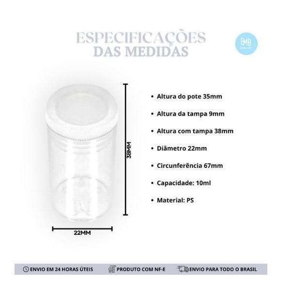 Imagem de Pote De Plastico 10Ml Para Glitter Lantejoula Ctampa J10 50U