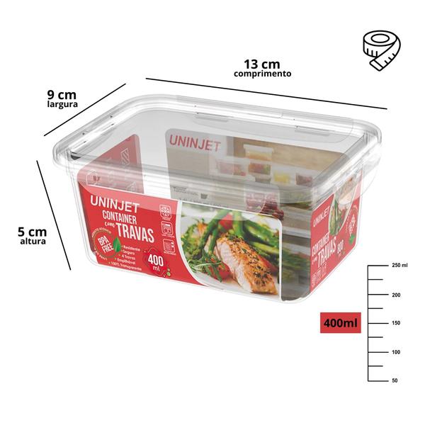 Imagem de Pote De Plástico Container Com 4 Travas Resistente Design Moderno Prático 400ml