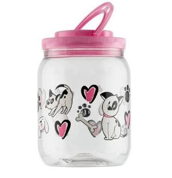 Imagem de Pote de Plastico Redondo Decorado Dog ROSA com Tampa de Rosca e Alca 1700ml Bandeirante