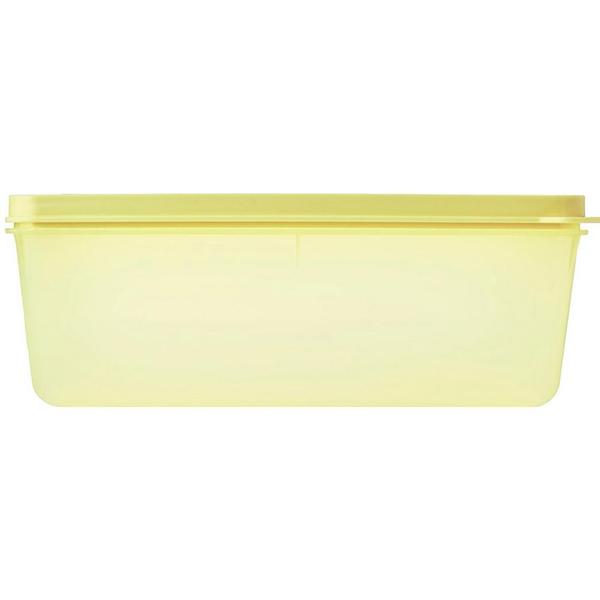 Imagem de Pote De Plástico Retangular Organizar Mantimentos Freezer Micro Ondas 4,5L Amarelo Transparente Coza