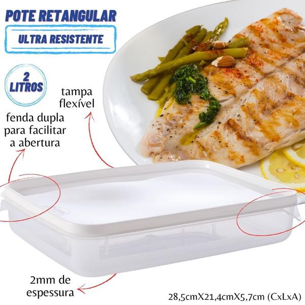 Imagem de Pote de plástico transparente para freezer e micro-ondas 2 litros com 6 unidades Plasutil ref.2300